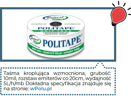 Taśma kroplująca rekomendowana do rozłożenia w czasie formowania podwyższonych zagonów - specyfikacja